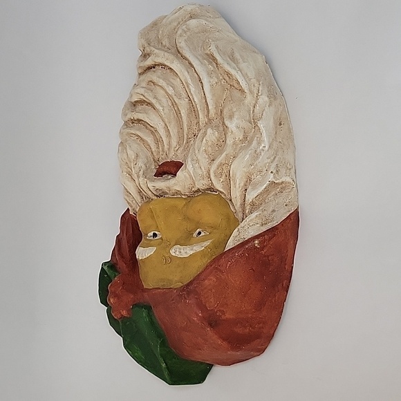 Vtg Large Paper Mache Santa Face Wall Hanging, Display - Picture 12 of 13